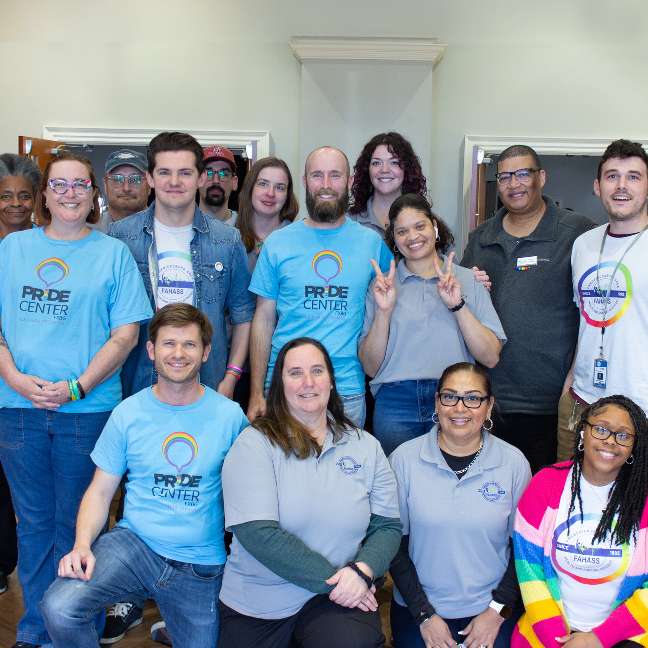 A group photo of the Pride Center FXBG team, a division of FAHASS, based in Fredericksburg, VA.