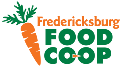 Logo for the Fredericksburg Food Co-op, a vendor at the Community Connections Expo hosted by FAHASS in Fredericksburg, VA
